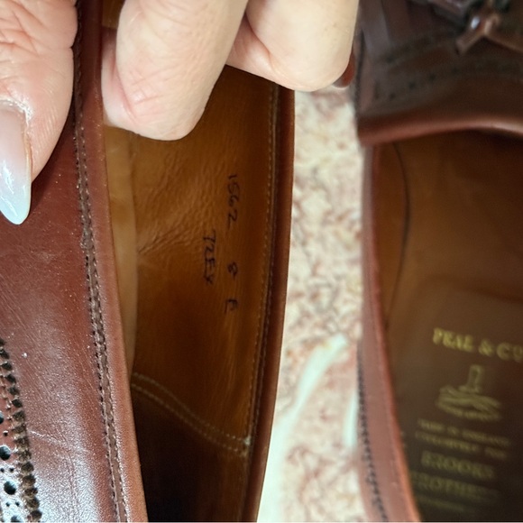 $698 Crockett & Jones Peal & Co Loafer Wingtip US 8 E UK 7 Chestnut Tan - Picture 6 of 11